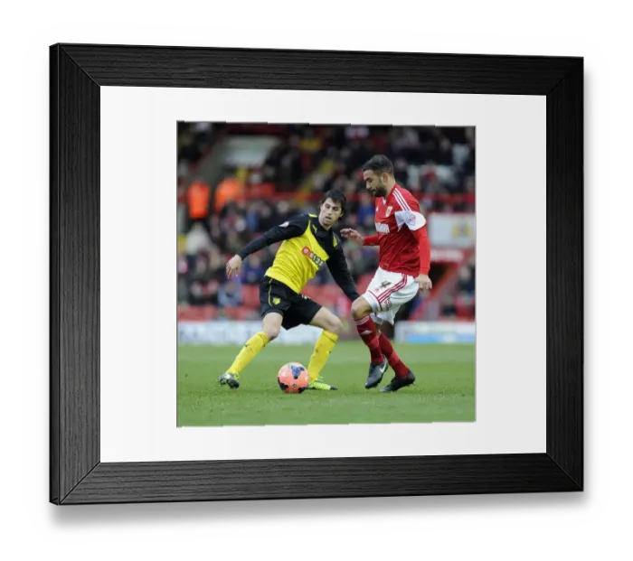 Framed Print : Bristol City vs. Watford: Liam Fontaine Evasive Move Against Diego Fabbrini during FA Cup Third Round Framed Print : Bristol City vs. Watford: Liam Fontaine Evasive Move Against Diego Fabbrini during FA Cup Third Round