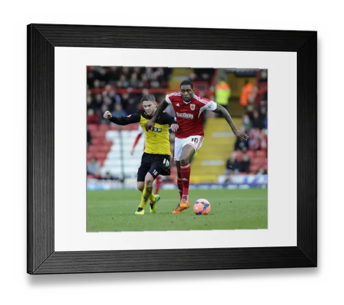 Framed Print : Bristol City vs. Watford: Intense Battle for the Ball - FA Cup Third Round Framed Print : Bristol City vs. Watford: Intense Battle for the Ball - FA Cup Third Round
