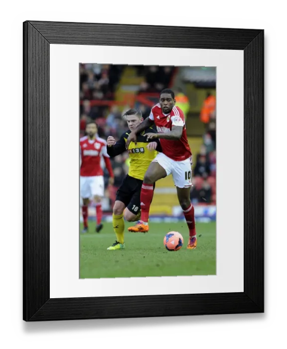 Framed Print : Bristol City vs. Watford: A Fight for the Ball - FA Cup Third Round