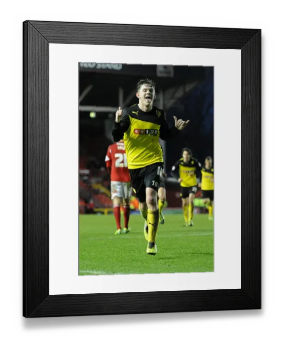 Framed Print : Euphoria Unleashed: Sean Murray's Thrilling Goal Celebration for Bristol City in FA Cup Third Round Against Watford