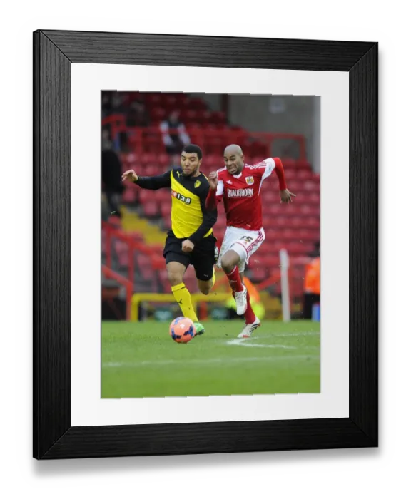 Framed Print : Battling for the FA Cup: Marvin Elliott vs. Troy Deeney - Bristol City vs. Watford, 2014