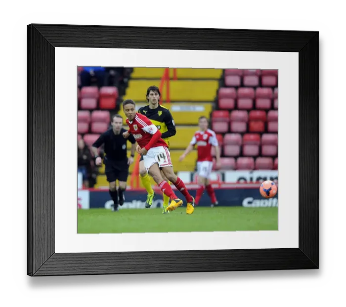 Framed Print : Bobby Reid in Action: FA Cup Third Round - Bristol City vs Watford at Ashton Gate