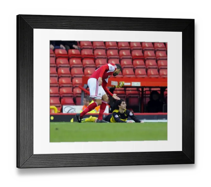 Framed Print : Bristol City vs. Watford: Liam Fontaine Contests Diego Fabbrini's Dive - FA Cup Third Round