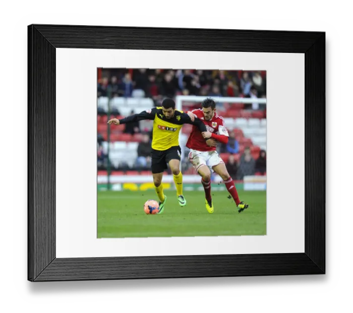 Framed Print : Battling for FA Cup Supremacy: Marlon Pack vs. Troy Deeney, Bristol City vs. Watford (04 / 01 / 2014)