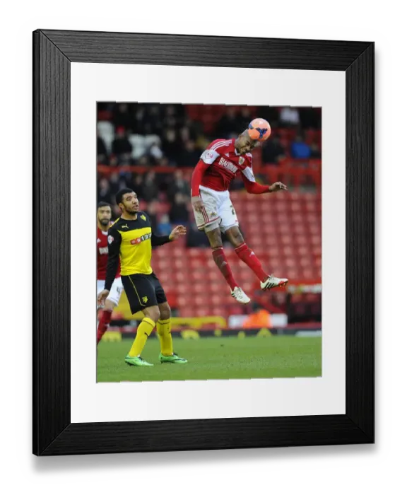 Framed Print : Battling for the Ball: Marvin Elliott vs. Watford in FA Cup Third Round at Ashton Gate Framed Print : Battling for the Ball: Marvin Elliott vs. Watford in FA Cup Third Round at Ashton Gate