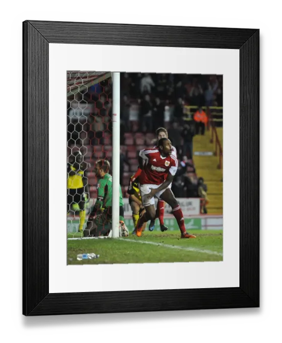 Framed Print : Bristol City's Jay Emmanuel-Thomas Celebrates FA Cup Upset Over Watford