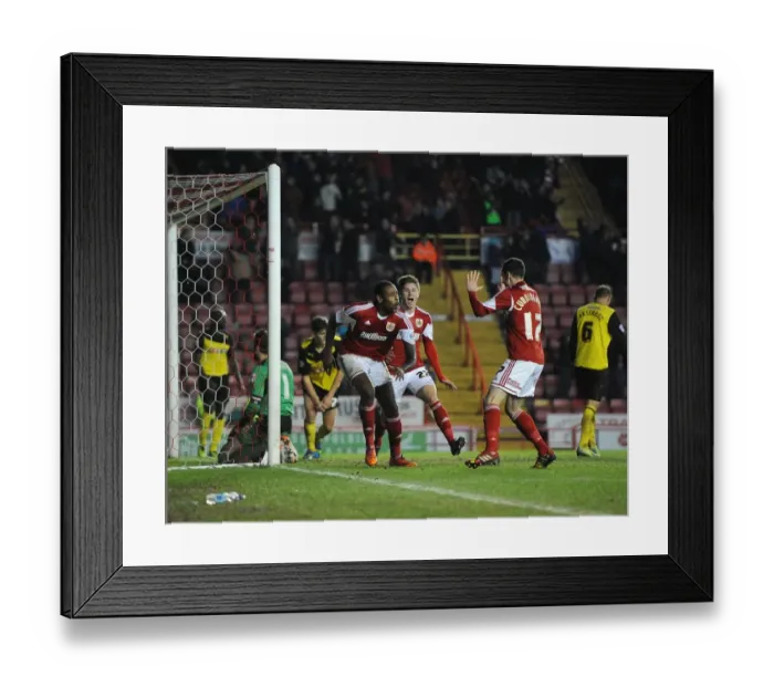 Framed Print : Bristol City's Jay Emmanuel-Thomas Celebrates Goal Against Watford in FA Cup Third Round Framed Print : Bristol City's Jay Emmanuel-Thomas Celebrates Goal Against Watford in FA Cup Third Round