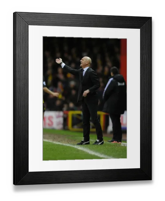 Framed Print : Giuseppe Sannino of Watford in Unconventional Attire: Football Boots with Suit at Ashton Gate, FA Cup Third Round (Bristol City v Watford)