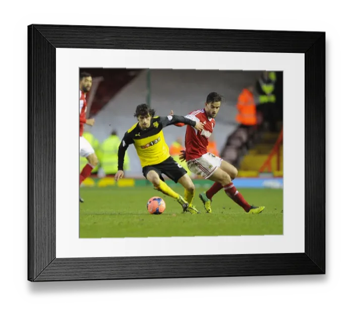 Framed Print : Bristol City vs. Watford: Marlon Pack vs. Diego Fabbrini Battle for the Ball in FA Cup Third Round at Ashton Gate Framed Print : Bristol City vs. Watford: Marlon Pack vs. Diego Fabbrini Battle for the Ball in FA Cup Third Round at Ashton Gate