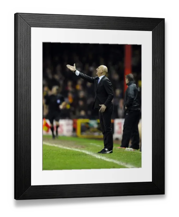 Framed Print : Giuseppe Sannino's Unconventional Football Fashion: Boots with Suit at Bristol City vs. Watford FA Cup Match, 2014 Framed Print : Giuseppe Sannino's Unconventional Football Fashion: Boots with Suit at Bristol City vs. Watford FA Cup Match, 2014