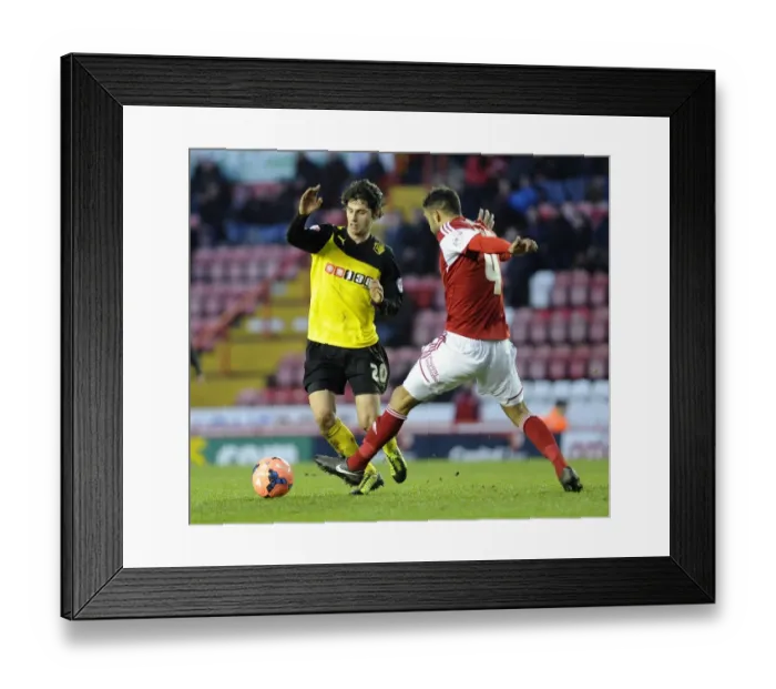 Framed Print : Bristol City vs. Watford: Intense Clash between Liam Fontaine and Diego Fabbrini at Ashton Gate - FA Cup Third Round