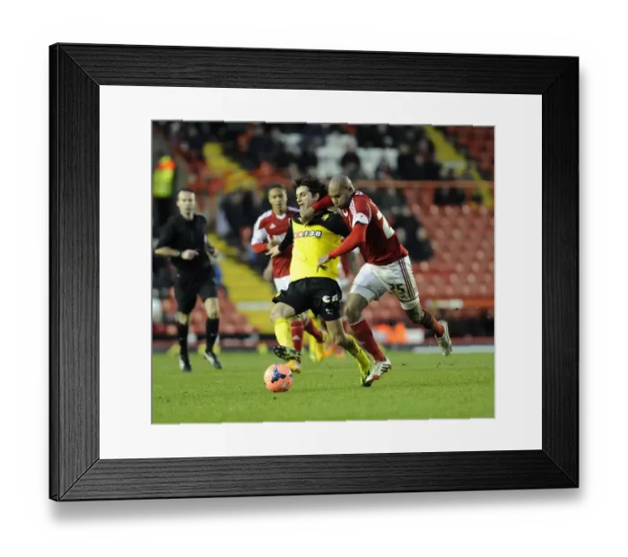 Framed Print : Intense FA Cup Clash: Marvin Elliott vs. Diego Fabbrini - Bristol City vs. Watford Framed Print : Intense FA Cup Clash: Marvin Elliott vs. Diego Fabbrini - Bristol City vs. Watford