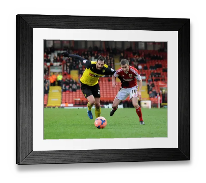 Framed Print : Bristol City vs. Watford: A FA Cup Battle at Ashton Gate - Joe Bryan vs. Marco Cassetti Framed Print : Bristol City vs. Watford: A FA Cup Battle at Ashton Gate - Joe Bryan vs. Marco Cassetti
