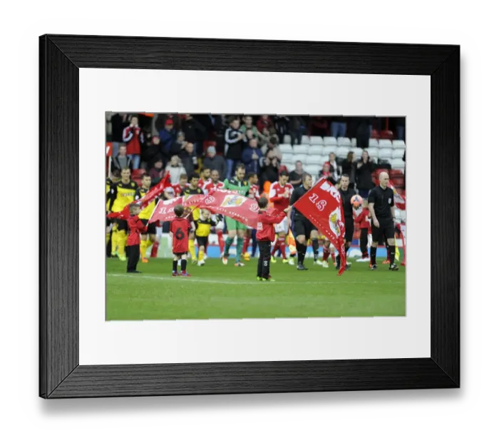 Framed Print : Bristol City vs. Watford in FA Cup Third Round: Flag Bearers at Ashton Gate Framed Print : Bristol City vs. Watford in FA Cup Third Round: Flag Bearers at Ashton Gate