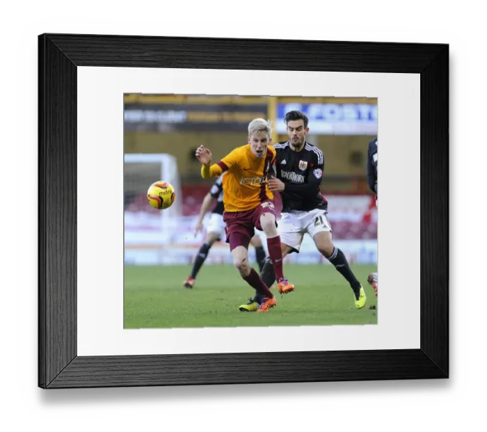 Framed Print : Marlon Pack Closes In: Intense Moment from Bradford City vs. Bristol City Football Match, 2014 Framed Print : Marlon Pack Closes In: Intense Moment from Bradford City vs. Bristol City Football Match, 2014