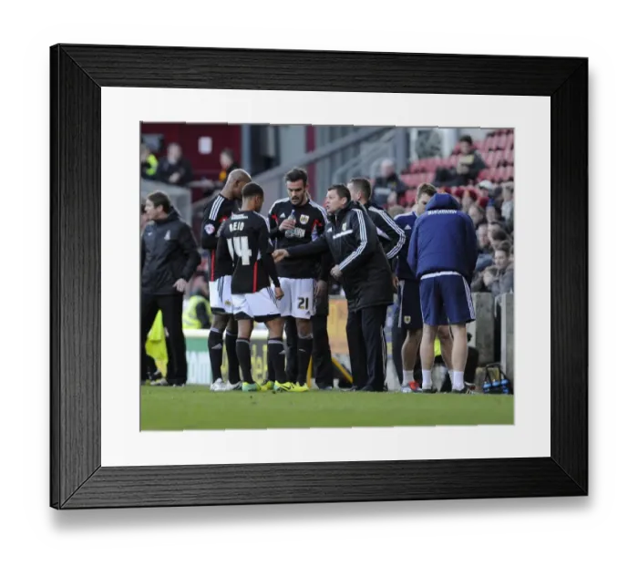 Framed Print : Steve Cotterill Rallies Bristol City Players in Intense Moment during Bradford Clash, January 2014 Framed Print : Steve Cotterill Rallies Bristol City Players in Intense Moment during Bradford Clash, January 2014