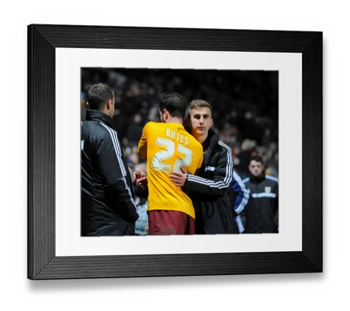Framed Print : Joe Bryan and Matthew Bates: A Moment After the Bradford City vs. Bristol City Match, January 11, 2014 Framed Print : Joe Bryan and Matthew Bates: A Moment After the Bradford City vs. Bristol City Match, January 11, 2014