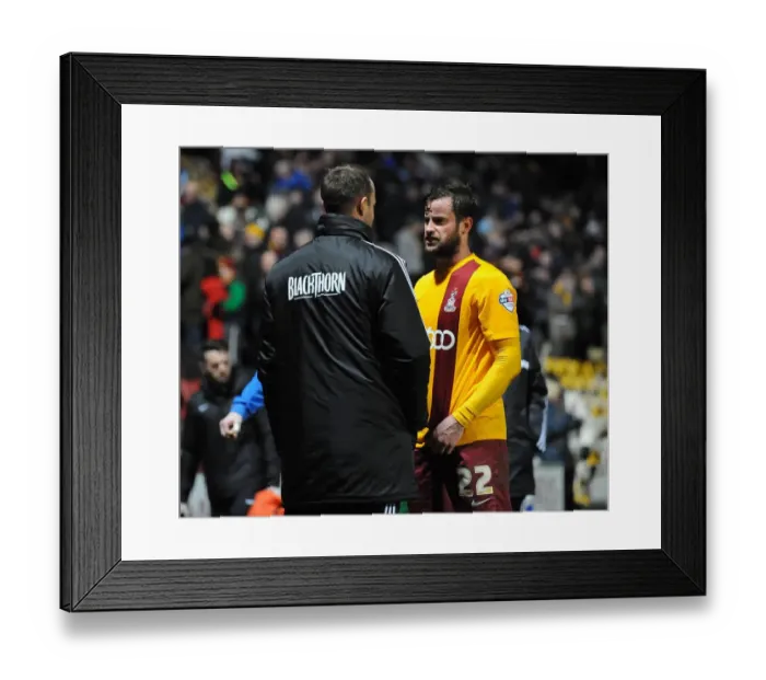 Framed Print : Bradford City vs. Bristol City: A Moment of Dialogue Between Louis Carey and Matthew Bates Framed Print : Bradford City vs. Bristol City: A Moment of Dialogue Between Louis Carey and Matthew Bates