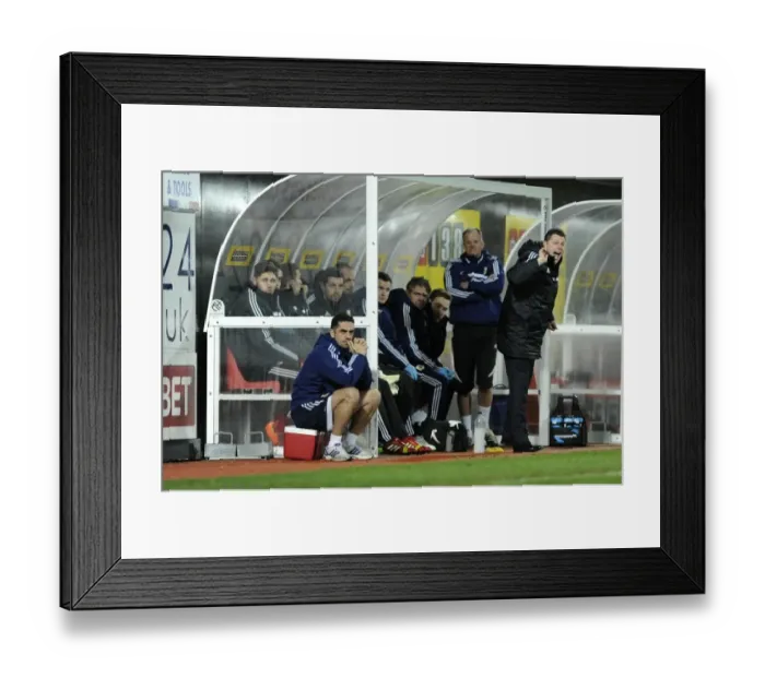 Framed Print : Steve Cotterill Shouts Instructions in FA Cup Replay: Watford vs. Bristol City Framed Print : Steve Cotterill Shouts Instructions in FA Cup Replay: Watford vs. Bristol City