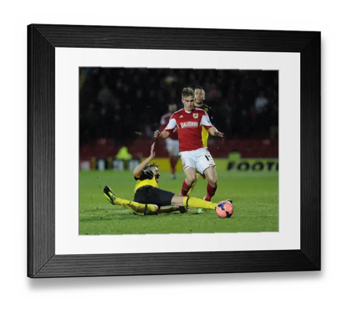 Framed Print : Watford vs. Bristol City: Joe Bryan Tackled by Gabriele Angella in FA Cup Third Round Replay