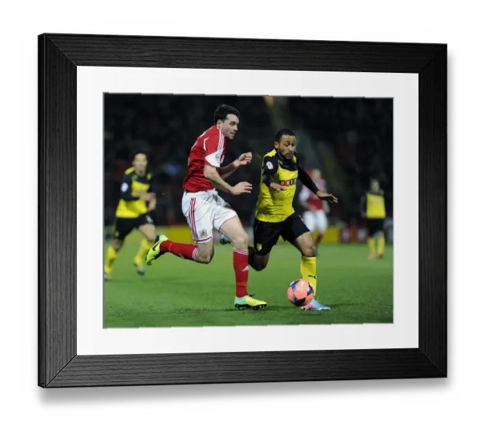 Framed Print : Chasing the Win: Intense Moment between Ikechi Anya and Brendan Moloney during Watford vs. Bristol City FA Cup Replay Framed Print : Chasing the Win: Intense Moment between Ikechi Anya and Brendan Moloney during Watford vs. Bristol City FA Cup Replay