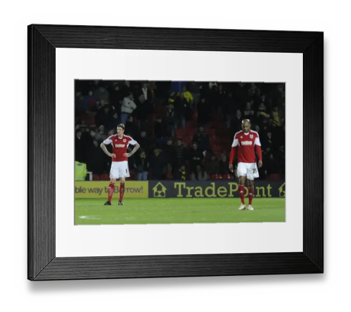 Framed Print : Aden Flint's Disappointment: Watford vs. Bristol City FA Cup Replay Framed Print : Aden Flint's Disappointment: Watford vs. Bristol City FA Cup Replay