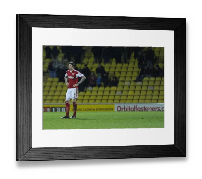 Framed Print : Aden Flint's Disappointment: FA Cup Replay - Watford vs. Bristol City Framed Print : Aden Flint's Disappointment: FA Cup Replay - Watford vs. Bristol City