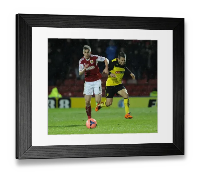 Framed Print : Bristol City's Joe Bryan Charges Down the Wing in FA Cup Third Round Replay at Vicarage Road