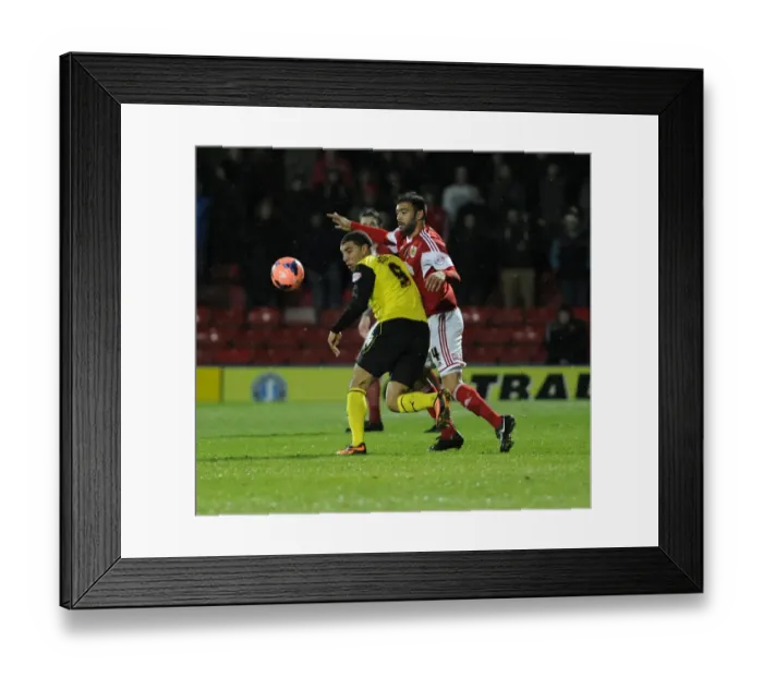 Framed Print : Watford's Troy Deeney Holds Off Bristol City's Liam Fontaine in FA Cup Third Round Replay