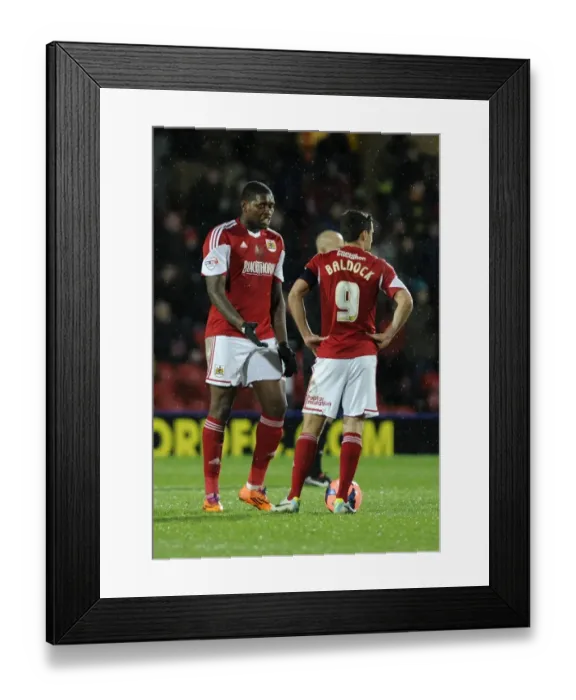 Framed Print : Jay Emmanuel-Thomas and Sam Baldock in Deep Conversation: Watford vs. Bristol City FA Cup Replay