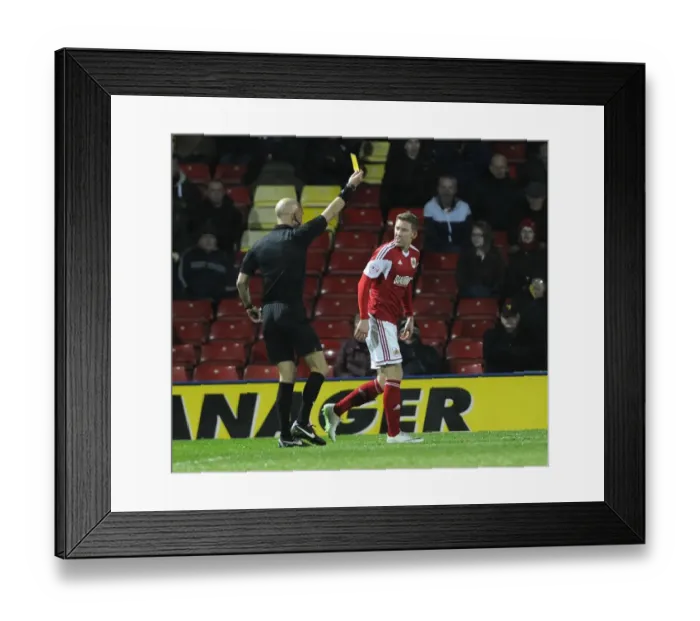 Framed Print : Watford vs. Bristol City: Scott Wagstaff Receives Yellow Card in FA Cup Replay