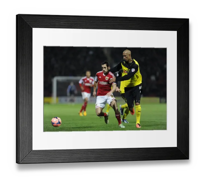 Framed Print : Intense Rivalry: A Battle for the Ball - Lloyd Doyley vs. Sam Baldock, Watford vs. Bristol City, FA Cup Third Round Replay Framed Print : Intense Rivalry: A Battle for the Ball - Lloyd Doyley vs. Sam Baldock, Watford vs. Bristol City, FA Cup Third Round Replay