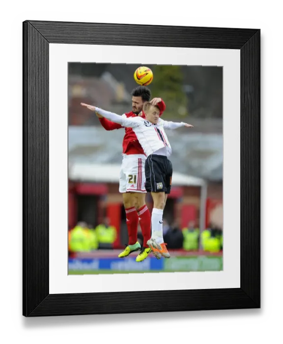 Framed Print : Maron Pack vs Ben Reeves: Aerial Clash in Bristol City vs MK Dons Football Match Framed Print : Maron Pack vs Ben Reeves: Aerial Clash in Bristol City vs MK Dons Football Match