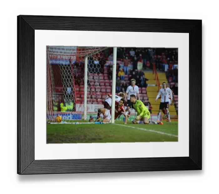 Framed Print : Sam Baldock Scores Dramatic Equalizer Against Former Team MK Dons in Bristol City's 2-2 Draw Framed Print : Sam Baldock Scores Dramatic Equalizer Against Former Team MK Dons in Bristol City's 2-2 Draw