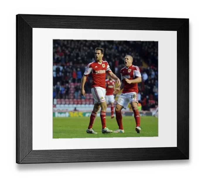 Framed Print : Bristol City Celebrates Win Against MK Dons: Sam Baldock and Adam El-Abd Rejoice
