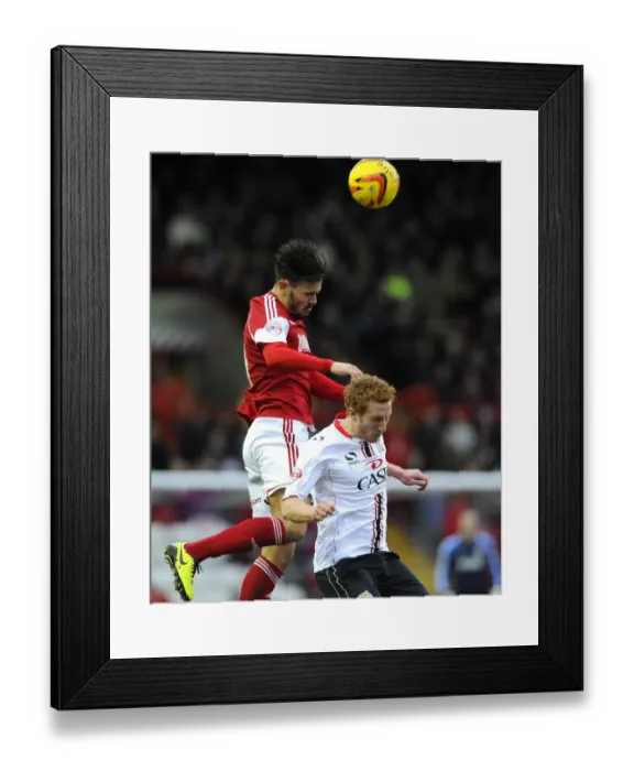 Framed Print : Bristol City vs MK Dons: Marlon Pack vs Dean Lewington in Aerial Battle at Ashton Gate Framed Print : Bristol City vs MK Dons: Marlon Pack vs Dean Lewington in Aerial Battle at Ashton Gate