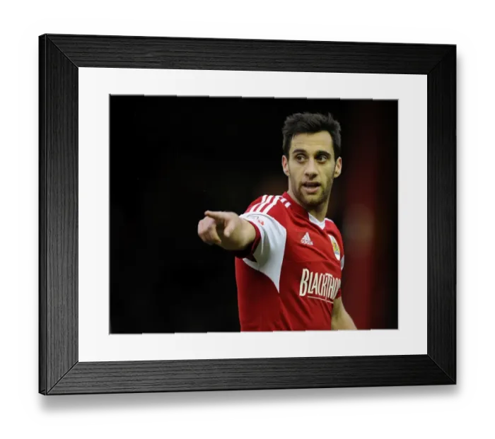 Framed Print : Bristol City's Sam Baldock Scores against MK Dons in Sky Bet League One, 2014
