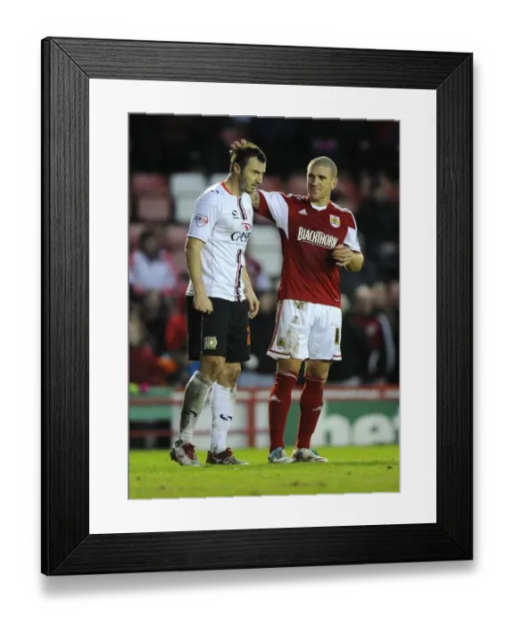 Framed Print : Bristol City vs MK Dons: A Light-Hearted Moment Between Adam El-Abd and Samir Carruthers Framed Print : Bristol City vs MK Dons: A Light-Hearted Moment Between Adam El-Abd and Samir Carruthers