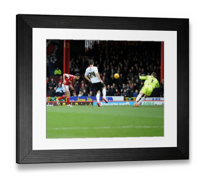 Framed Print : Bristol City's Sam Baldock Heads Wide in Sky Bet League One Clash Against MK Dons
