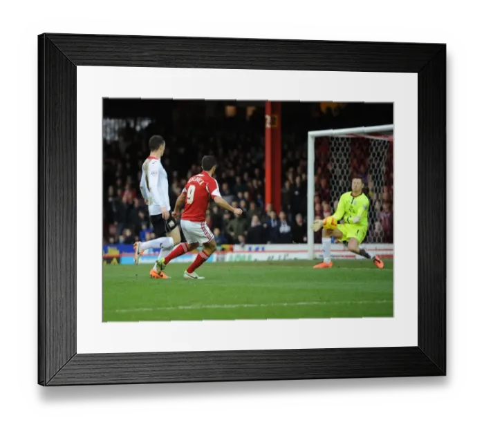 Framed Print : Bristol City's Sam Baldock Denied by MK Dons Goalkeeper David Martin Framed Print : Bristol City's Sam Baldock Denied by MK Dons Goalkeeper David Martin
