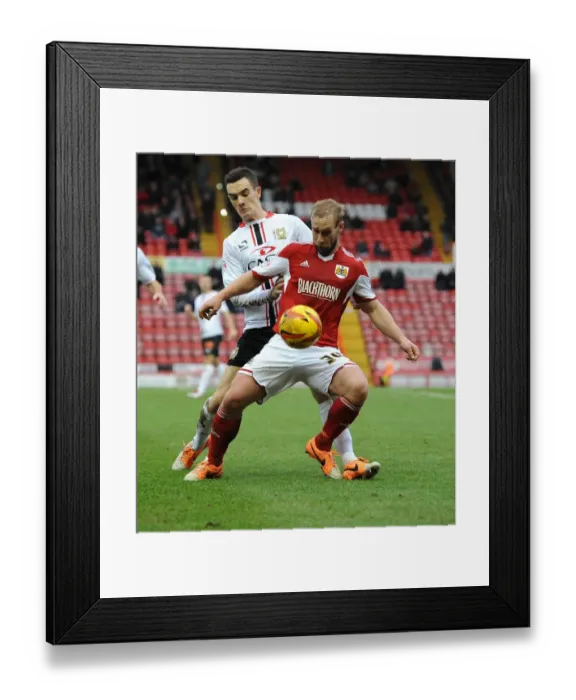 Framed Print : Battling for Supremacy: Simon Gillett vs. Shaun Williams in the Heat of Bristol City vs. MK Dons Rivalry