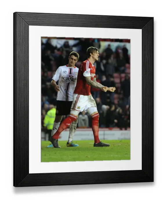 Framed Print : Aden Flint's Frustration: Bristol City vs MK Dons, Sky Bet League One (18 / 01 / 2014)