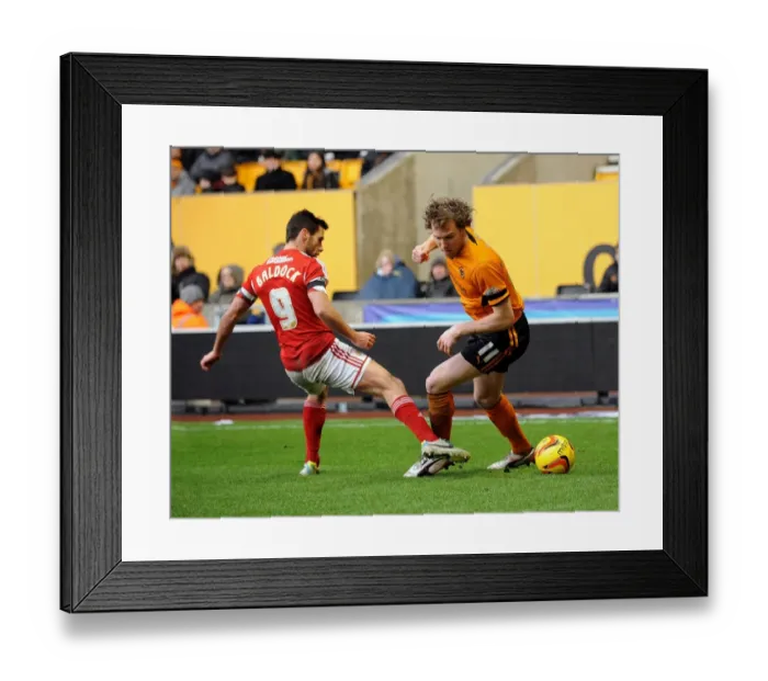 Framed Print : Bristol City's Sam Baldock Fails to Tackle Wolverhampton Wanderers Kevin McDonald - Football Match, January 2014
