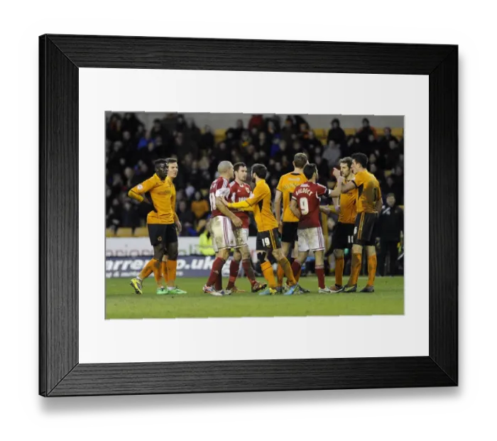 Framed Print : Intense Rivalry: Wolves vs. Bristol City - A Football Clash Marred by Arguments Framed Print : Intense Rivalry: Wolves vs. Bristol City - A Football Clash Marred by Arguments