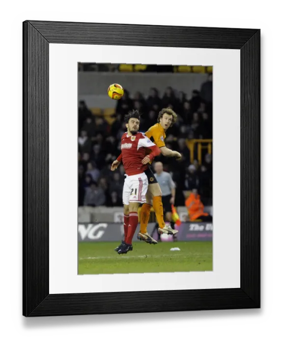 Framed Print : Wolverhampton Wanderers vs. Bristol City: Intense Aerial Battle Between Kevin McDonald and Marlon Pack Framed Print : Wolverhampton Wanderers vs. Bristol City: Intense Aerial Battle Between Kevin McDonald and Marlon Pack
