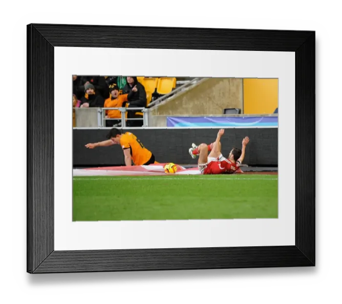 Framed Print : Bristol City's Sam Baldock and Wolverhampton Wanderers Danny Batth Collide at Molineux Stadium