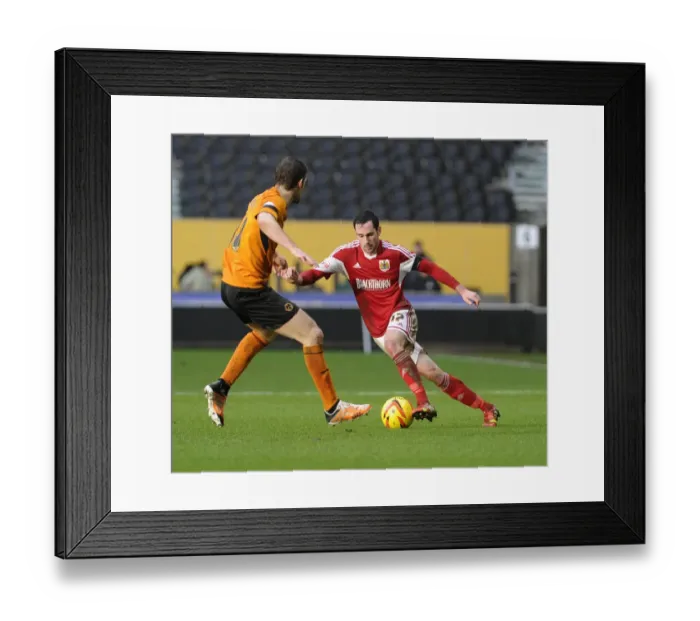 Framed Print : Bristol City's Greg Cunningham Charges Forward Against Wolverhampton Wanderers Sam Ricketts in Sky Bet League One Clash Framed Print : Bristol City's Greg Cunningham Charges Forward Against Wolverhampton Wanderers Sam Ricketts in Sky Bet League One Clash