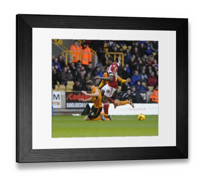 Framed Print : Jay Emmanuel-Thomas vs. Richard Stearman: Intense Battle at Molineux Stadium, Wolves v Bristol City, 2014 Framed Print : Jay Emmanuel-Thomas vs. Richard Stearman: Intense Battle at Molineux Stadium, Wolves v Bristol City, 2014
