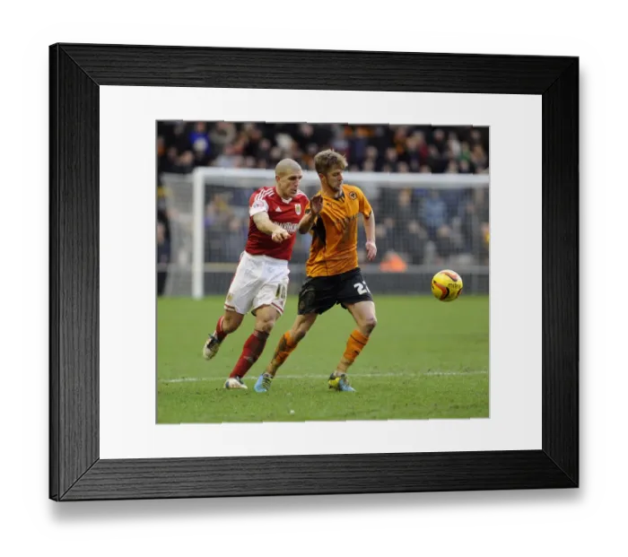 Framed Print : Bristol City's El-Abd Closes In on Jacobs in Wolves-Bristol City Showdown, Sky Bet League One, 2014