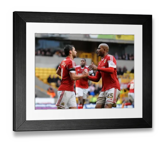 Framed Print : Baldock and Elliott: Celebrating Glory – Bristol City's Thrilling Goal vs. Wolverhampton Wanderers, January 2014 Framed Print : Baldock and Elliott: Celebrating Glory – Bristol City's Thrilling Goal vs. Wolverhampton Wanderers, January 2014